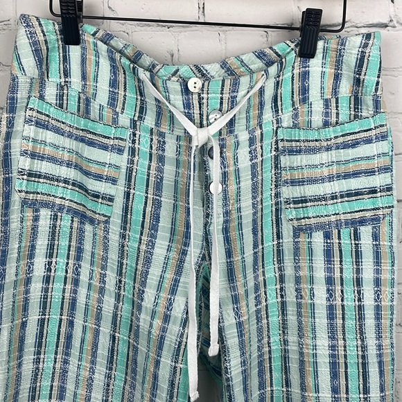 SUNDANCE Gigi Lightweight Blue & Green Plaid Drawstring Waist Pants Size PM - Picture 3 of 5